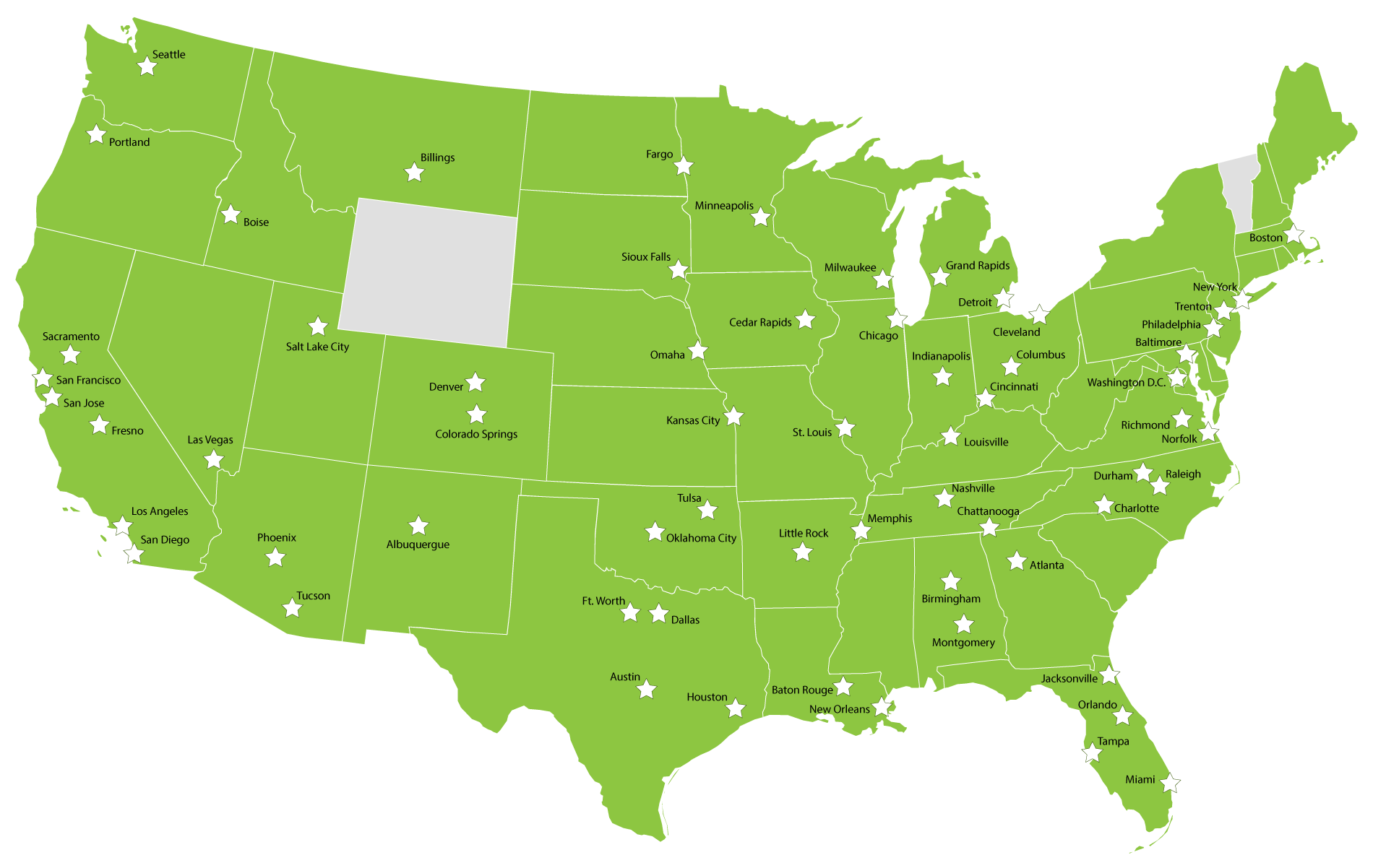 Nationwide Junk Removal Service Area Map