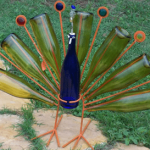 Peacock Made of Wine Bottles