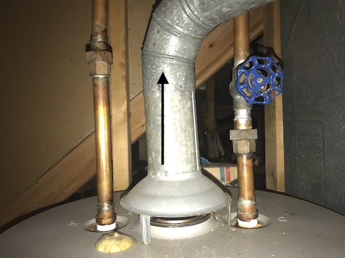 Vent pipe with up arrow