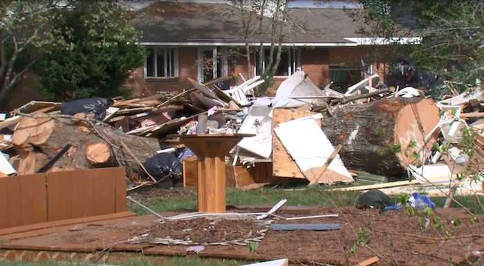 hurricane debris in front of home