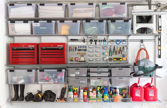 very organized garage wall