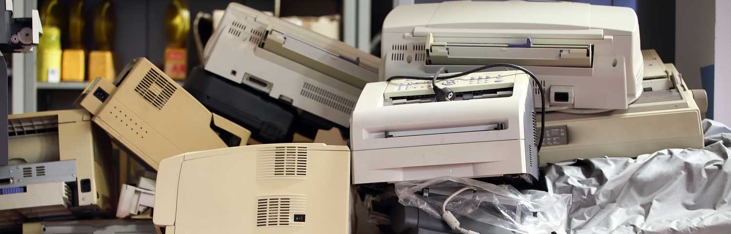 Old office printers ready for disposal