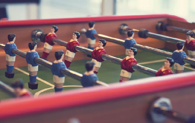 Assembled foosball table.