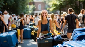 College students moving in to college for the first time.