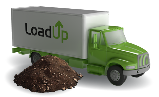 LoadUp box truck with a dirt pile ready for removal