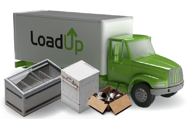 LoadUp box truck with a restaurant appliances ready for removal