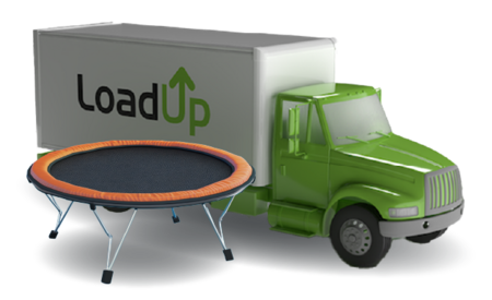 LoadUp box truck with a trampoline ready for removal