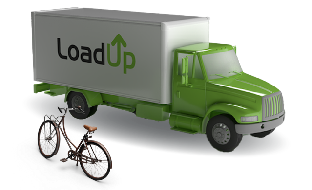 Junk removal truck with a bicycle ready for removal and disposal