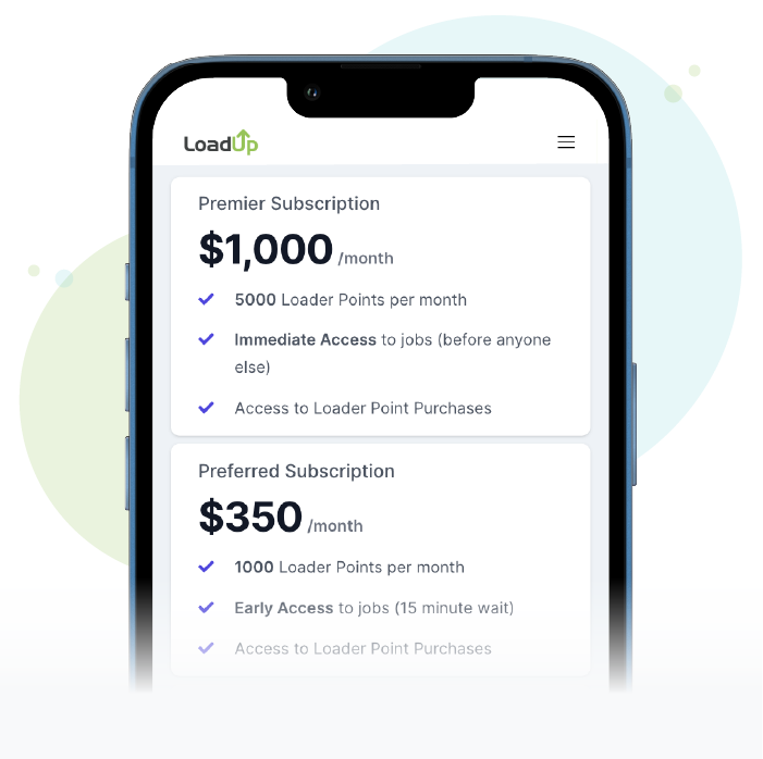 Choose a subscription plan on your Loader app