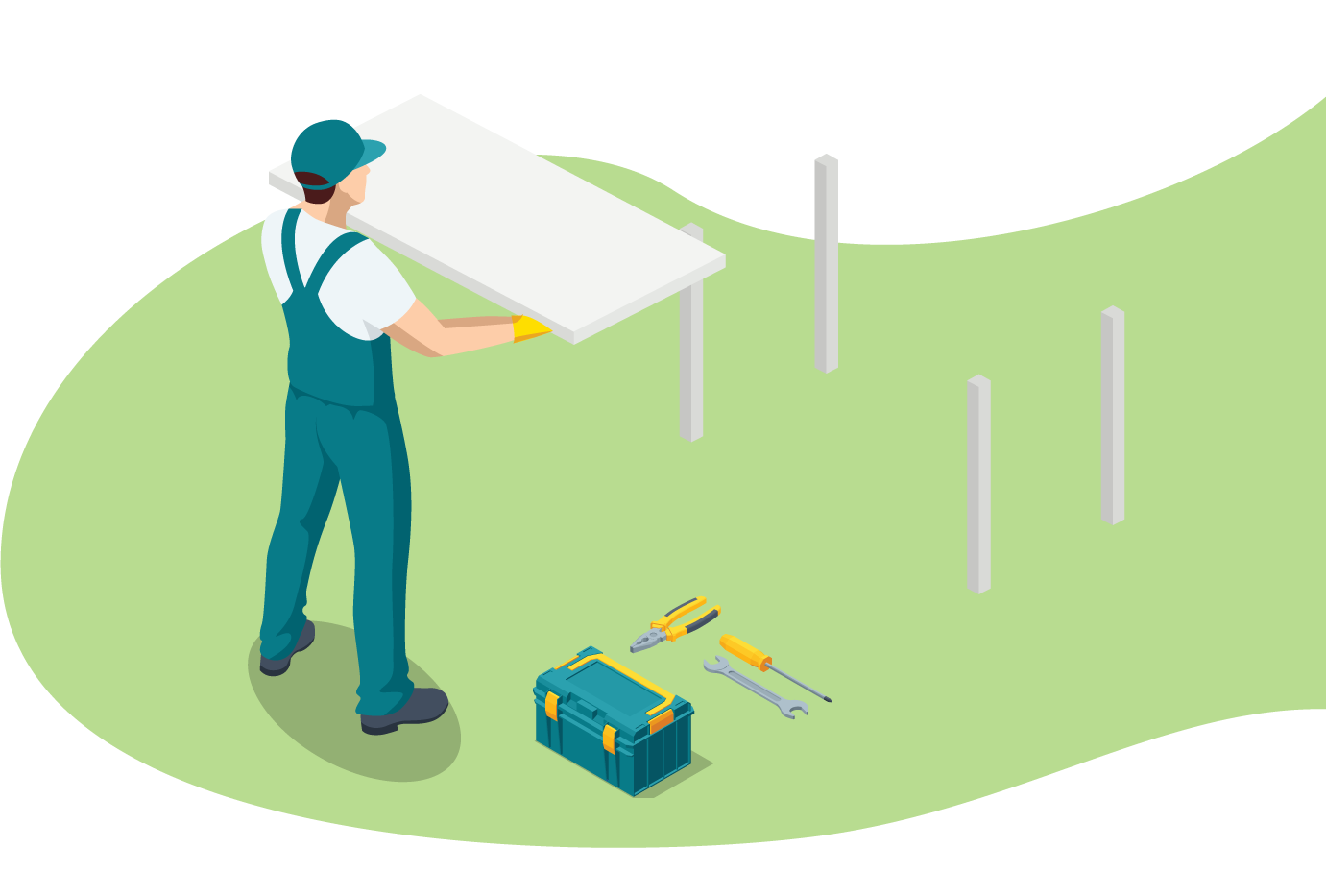 Professional handyman assembling a table