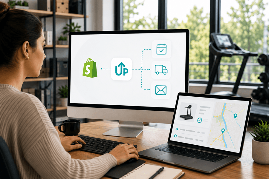 Woman on her laptop viewing an API integration screen